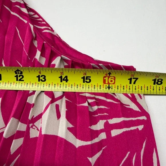 Trina Turk Pleated Halter Maxi Dress Pink Tropical Gold Strap M - Picture 12 of 12